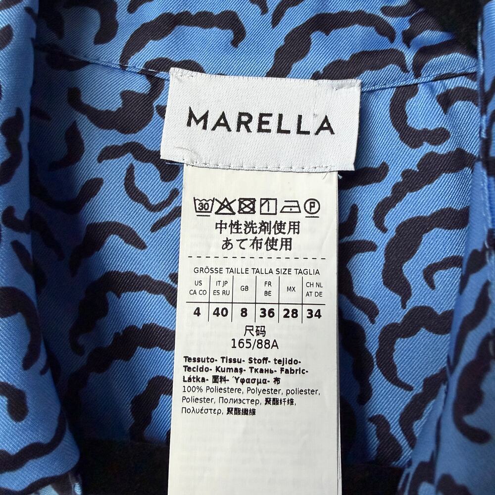 Marella Blue Black Alghero Printed Midi Dress Size US 4 - Picture 4 of 6